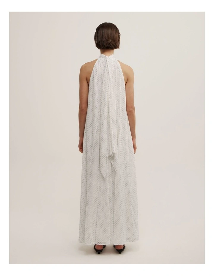 Maxi Halter Dress in White Spot image 6