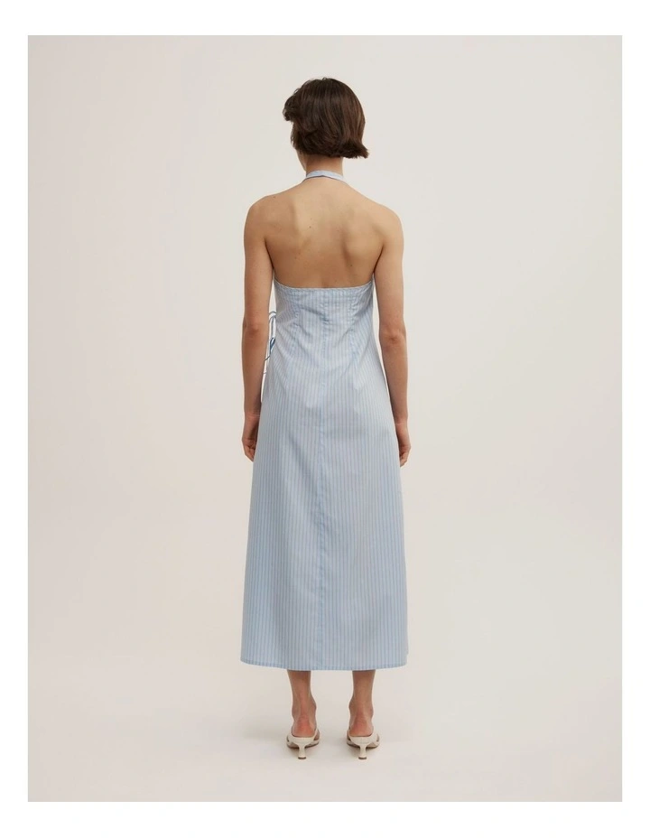 Halter Wrap Dress in Blue Multi Stripe image 4