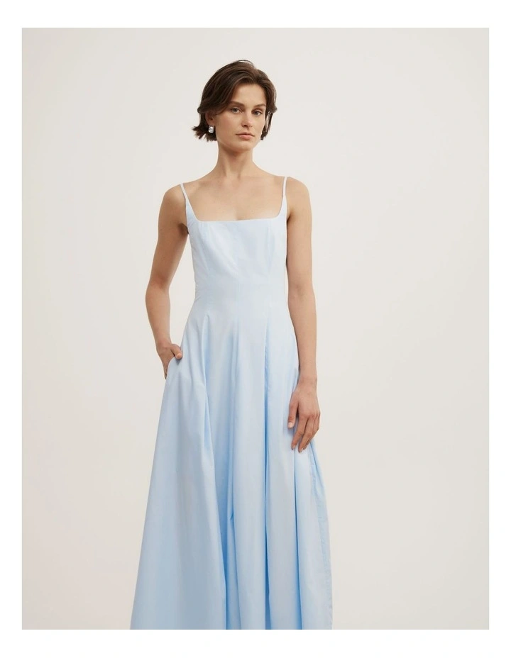Fine Strap Panel Dress in Pale Blue image 2