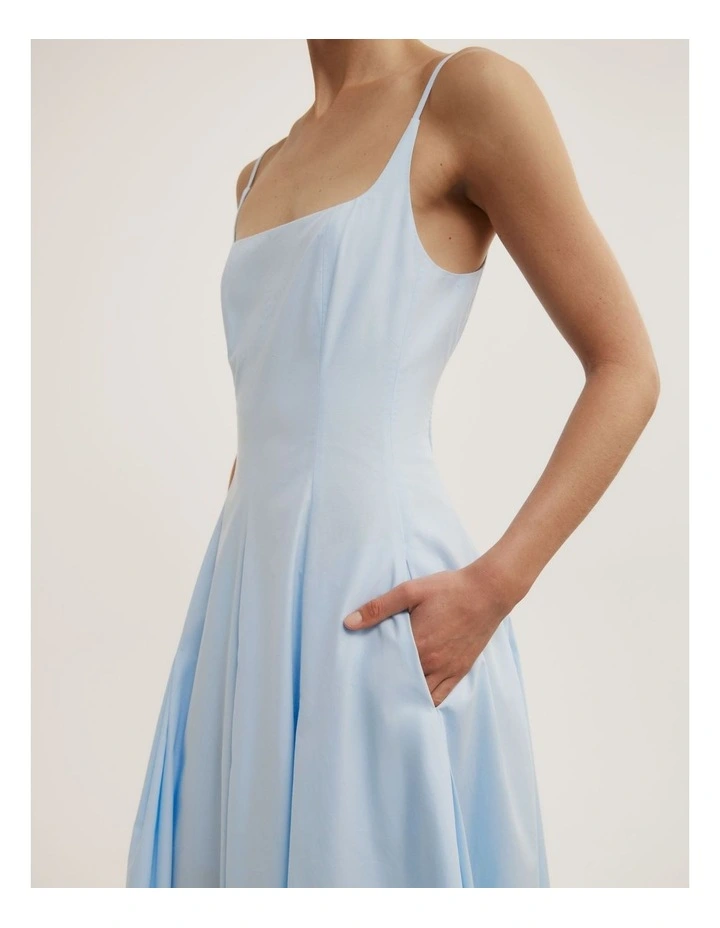 Fine Strap Panel Dress in Pale Blue image 3