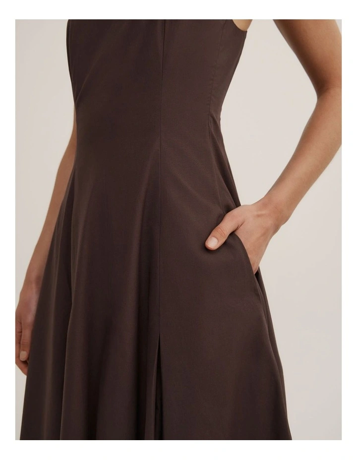 Fine Strap Panel Dress in Espresso image 4