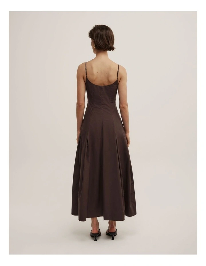 Fine Strap Panel Dress in Espresso image 5