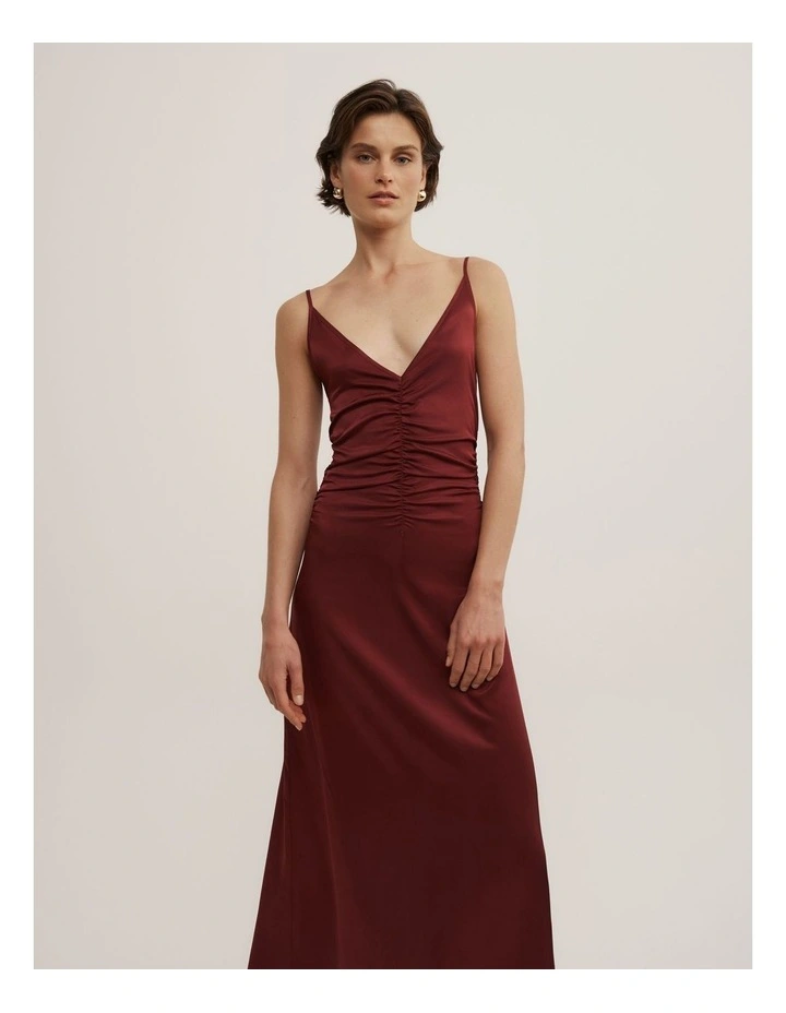 Gather Slip Dress in Rust image 2