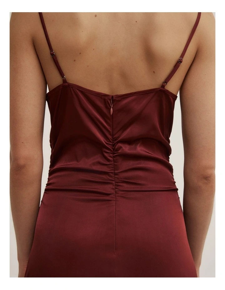 Gather Slip Dress in Rust image 3