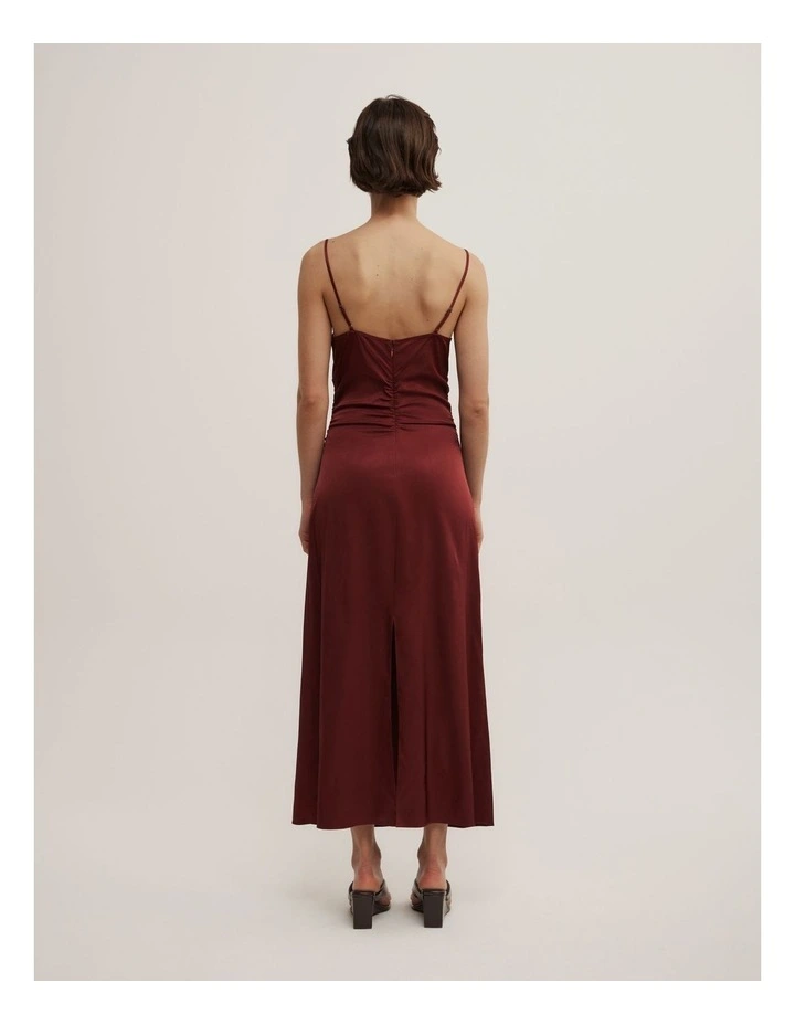 Gather Slip Dress in Rust image 5