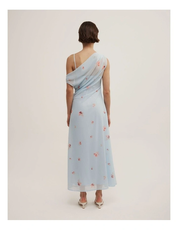 Soft Asymmetric Dress in Pale Blue Floral image 4
