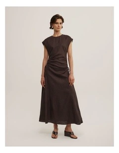 Side Gather Dress in Espresso Spot