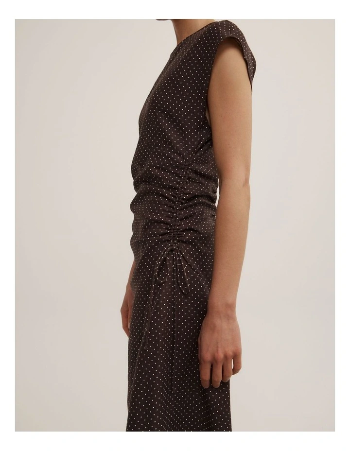 Side Gather Dress in Espresso Spot image 3