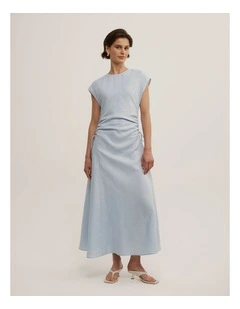 Side Gather Dress in Pale Blue