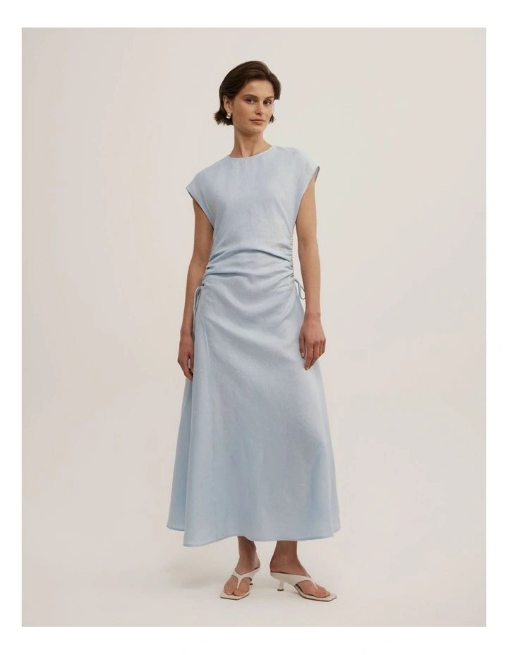 Side Gather Dress in Pale Blue image 1