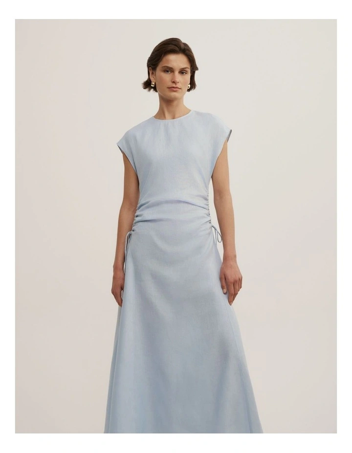 Side Gather Dress in Pale Blue image 2