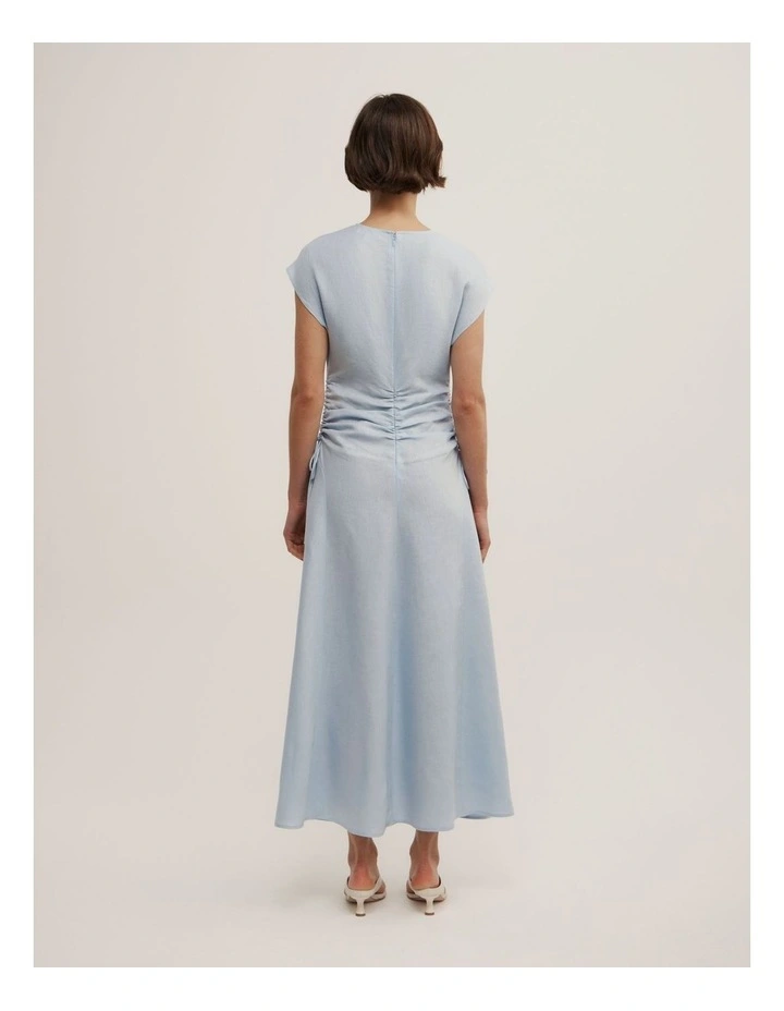 Side Gather Dress in Pale Blue image 4