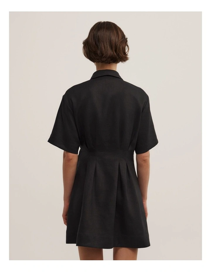 Tie Mini Shirt Dress in Black image 4