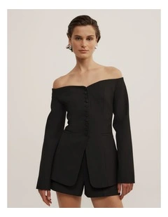 Off Shoulder Jacket in Black