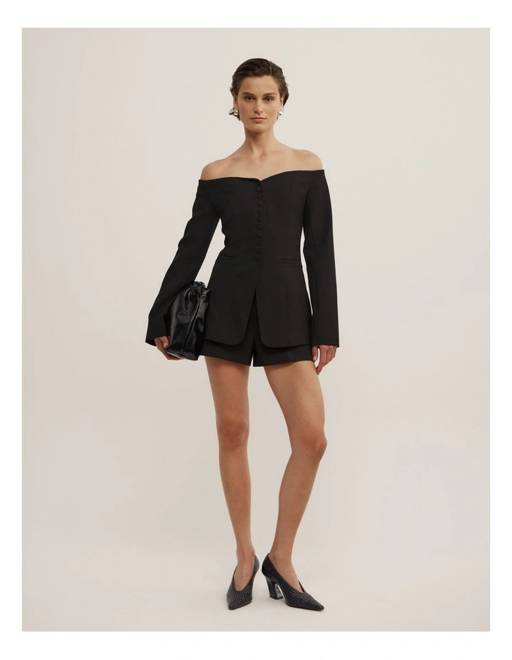 Off Shoulder Jacket in Black image 2