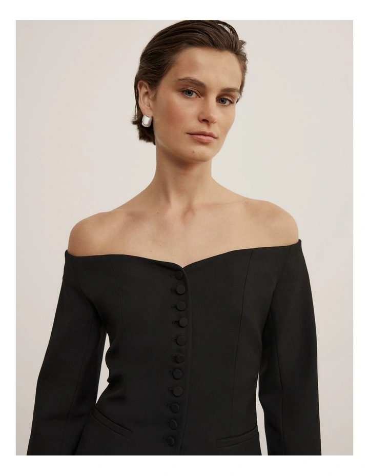 Off Shoulder Jacket in Black image 3