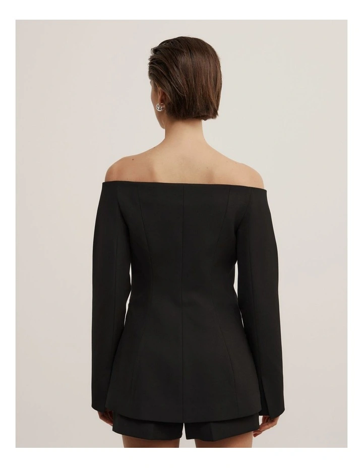 Off Shoulder Jacket in Black image 4