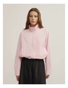 Funnel Zip Through Jacket in Soft Pink