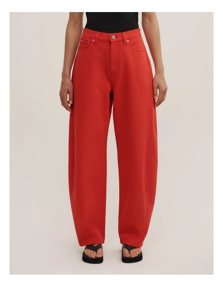 Barrel Leg Jeans in Scarlet image 2