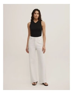 Mid Rise Straight Jeans in Parchment
