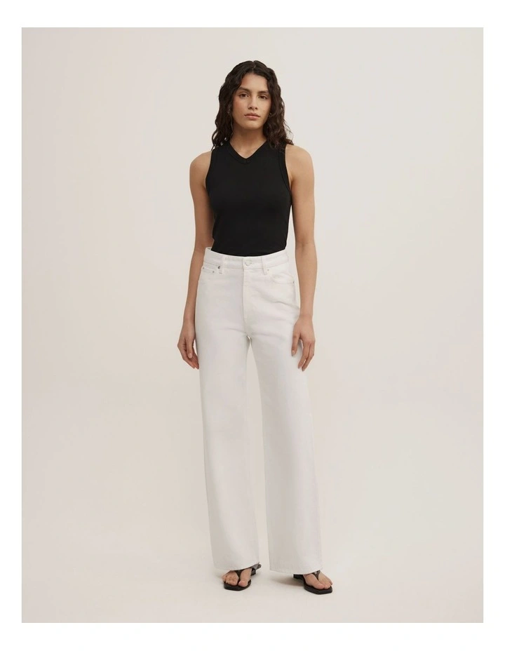 Mid Rise Straight Jeans in Parchment image 1