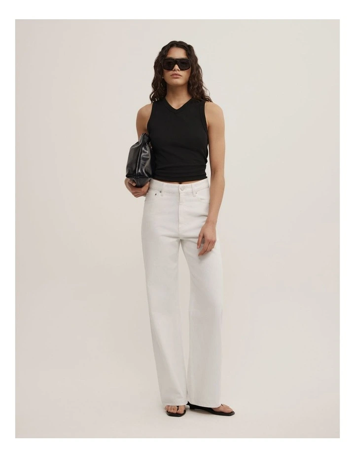 Mid Rise Straight Jeans in Parchment image 3