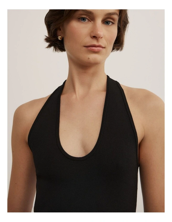 Scoop Knit Tank in Black image 3