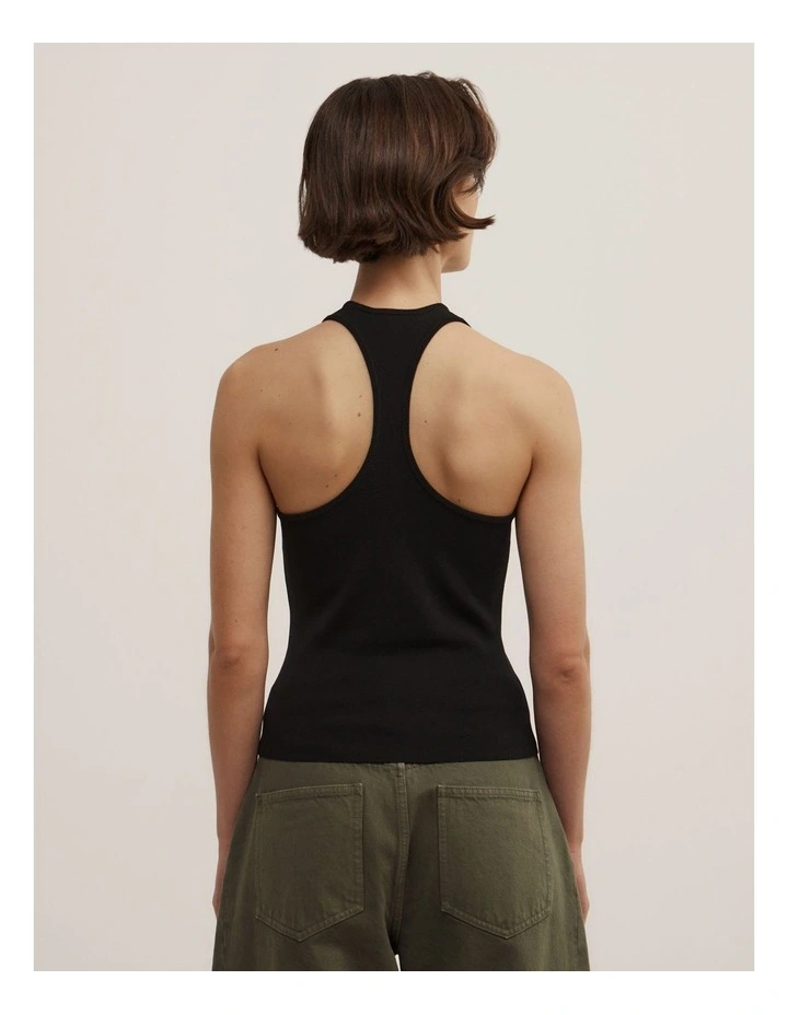 Scoop Knit Tank in Black image 4