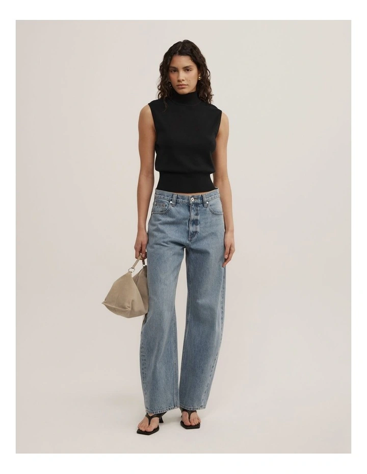 High Neck Open Back Knit in Black image 2