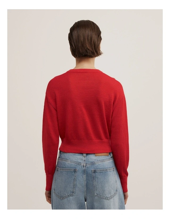 Linen Knit Cardigan in Scarlet image 4