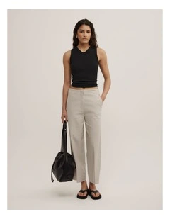 Linen Crop Pants in Ecru