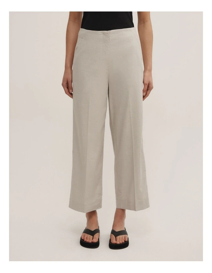 Linen Crop Pants in Ecru image 2