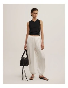 Satin Balloon Pant in Chalk