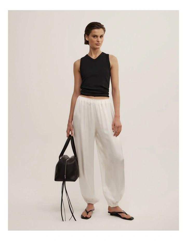 Satin Balloon Pant in Chalk image 1