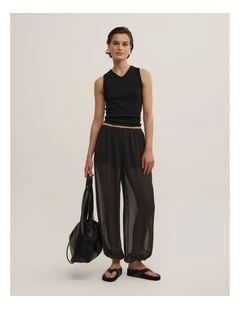 Sheer Balloon Pants in Black Spot