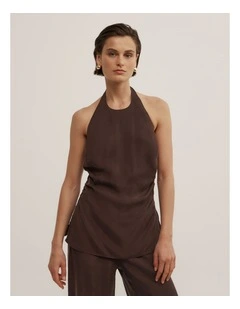 Halter Detail Top in Espresso