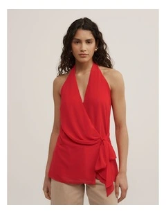 Wrap Halter Top in Scarlet