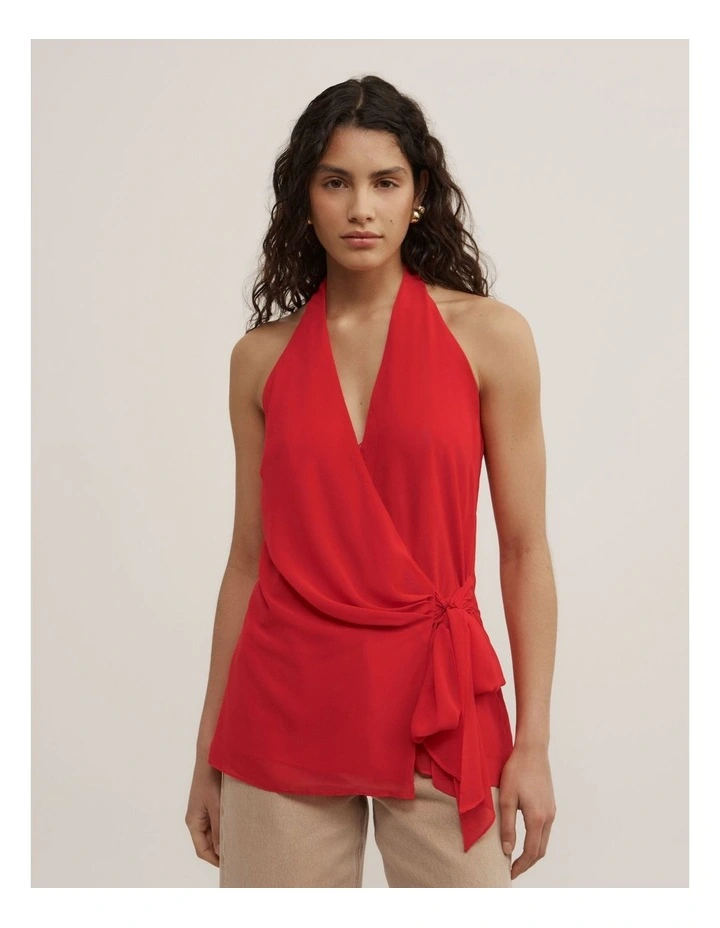 Wrap Halter Top in Scarlet image 1