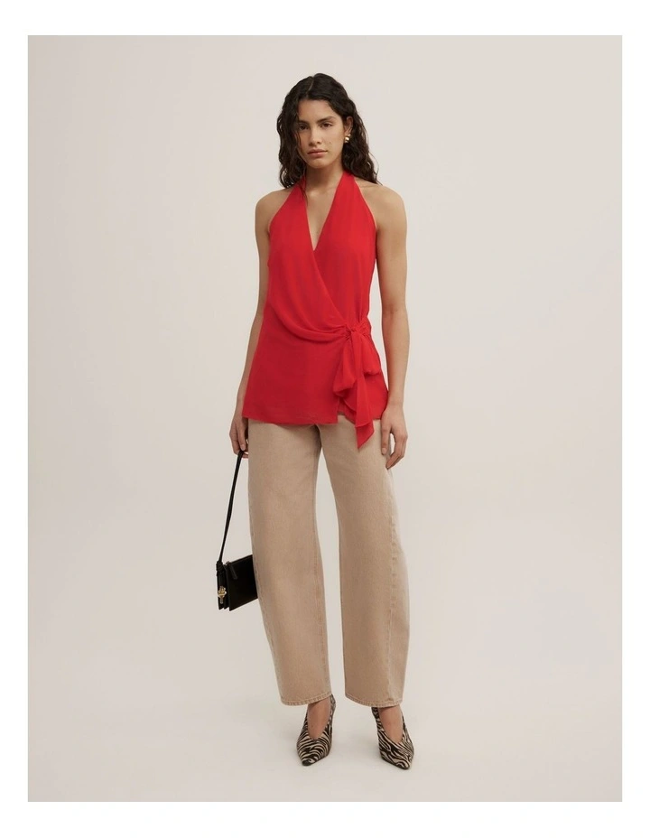 Wrap Halter Top in Scarlet image 2