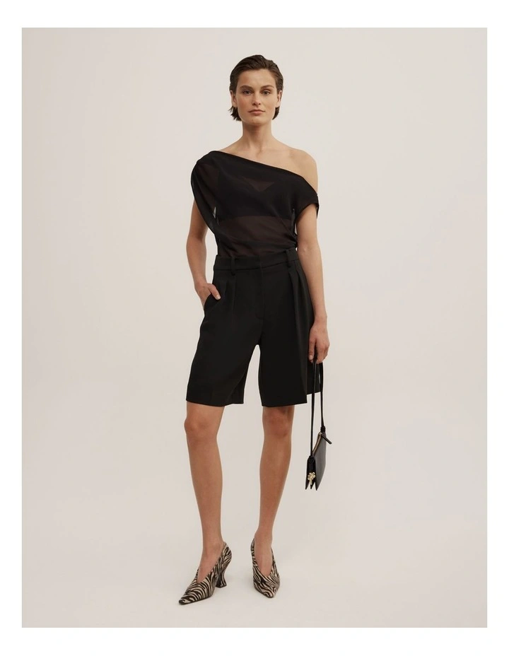Sheer Drape Asymmetric Top in Black image 2