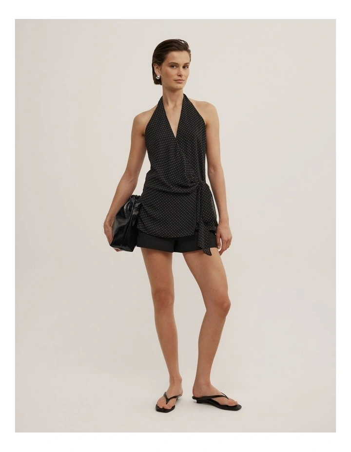Wrap Halter Top in Black Spot image 2