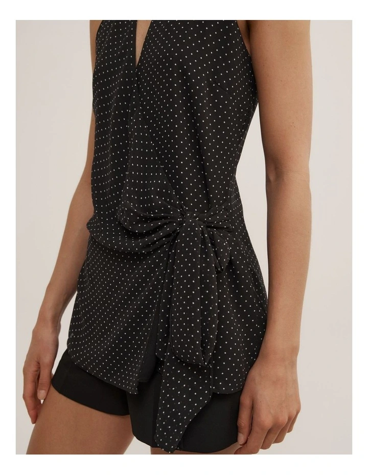 Wrap Halter Top in Black Spot image 3