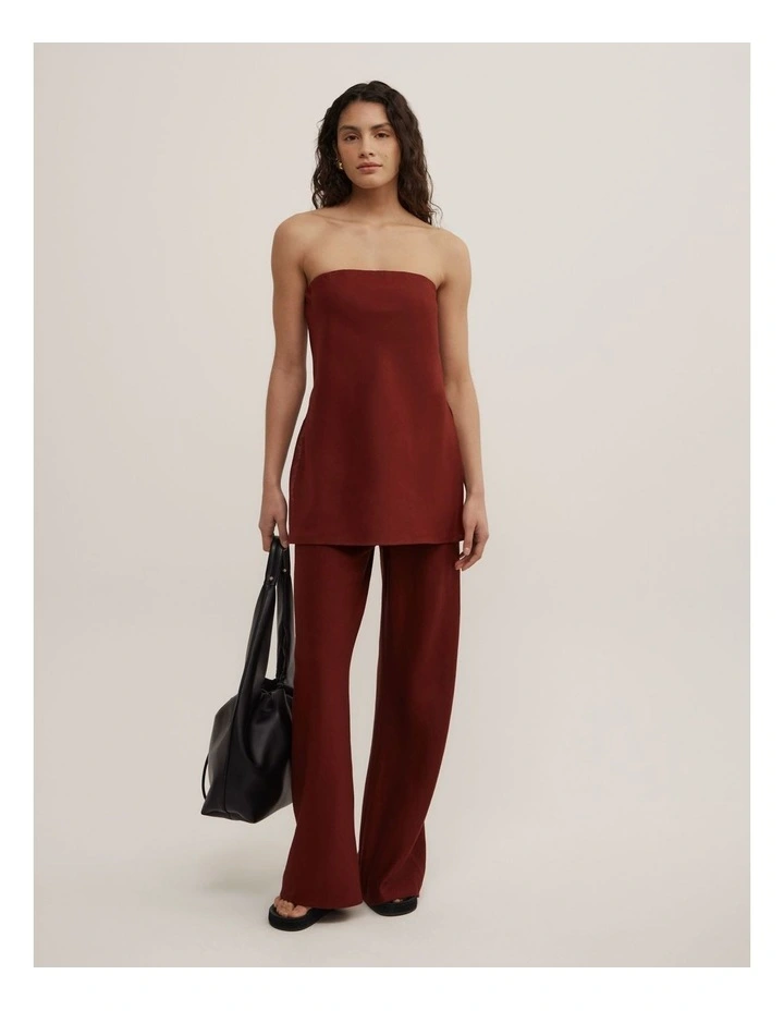 Linen Strapless Top in Rust image 2