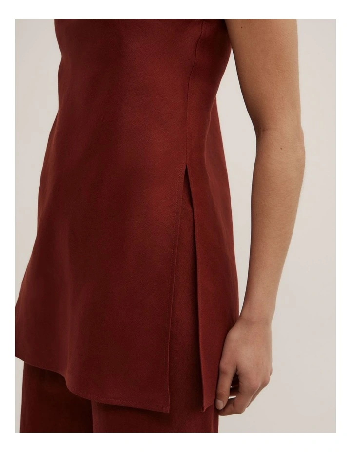 Linen Strapless Top in Rust image 3