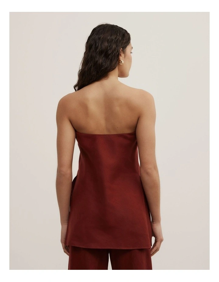 Linen Strapless Top in Rust image 4