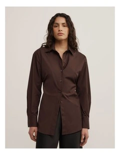 Tie Back Summer Shirt in Espresso