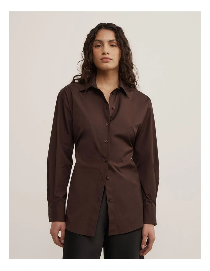 Tie Back Summer Shirt in Espresso image 1