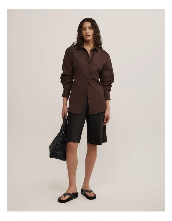 Tie Back Summer Shirt in Espresso image 2