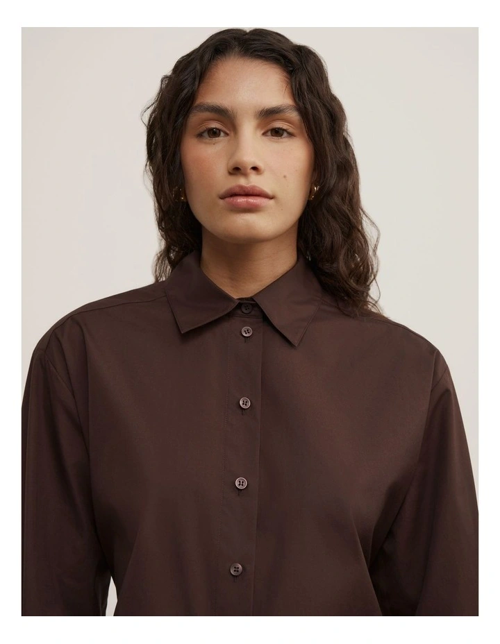 Tie Back Summer Shirt in Espresso image 3