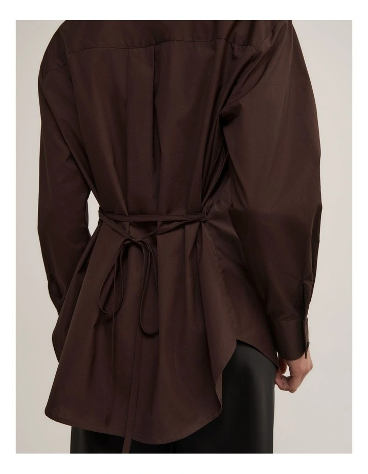 Tie Back Summer Shirt in Espresso image 4